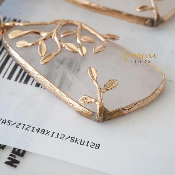 Anthropologie Nori Drop Earrings Clear Quartz - Picture 6 of 12